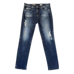 AG Adriano Goldschmied The Beau Slouchy Skinny Jeans Distressed Blue Size 4 27